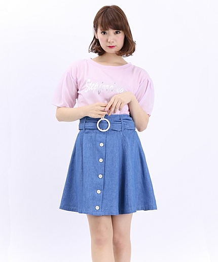 WEGO/デニムフロントボタンスカート