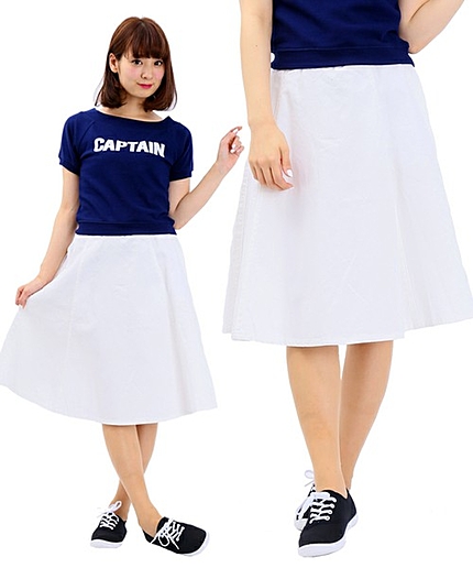 WEGO/デニムミドルフレアスカート