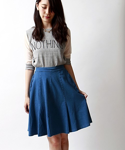 WEGO/カットデニムミディ丈スカート