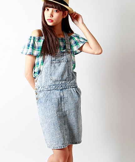 WEGO/タイトデニムジャンパースカート