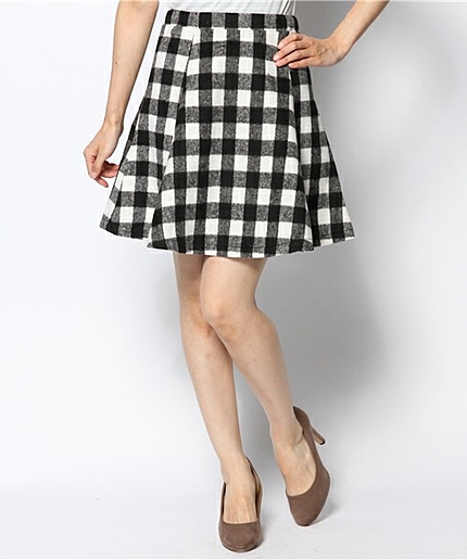 WEGO/シャギーチェックフレアスカート