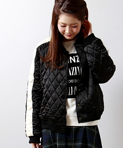 WEGO/刺繍キルティングブルゾン