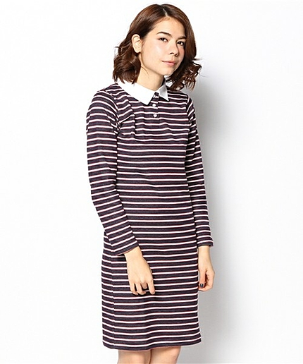 WEGO/襟付きボーダーワンピース