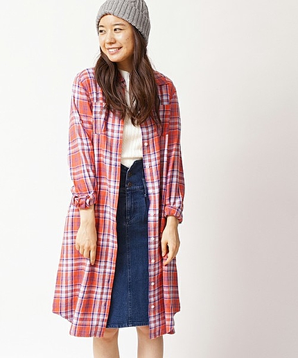 WEGO/ネルチェックシャツワンピース