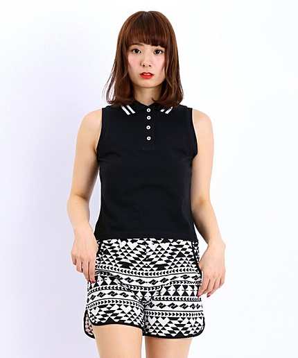 WEGO/ラインノースリポロシャツ