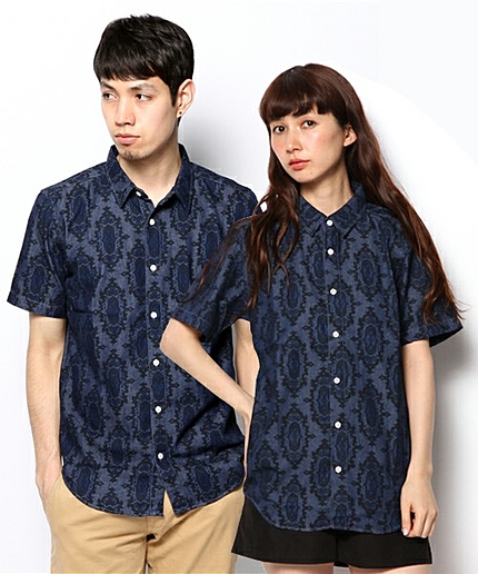 WEGO/デニムプリント半袖シャツ