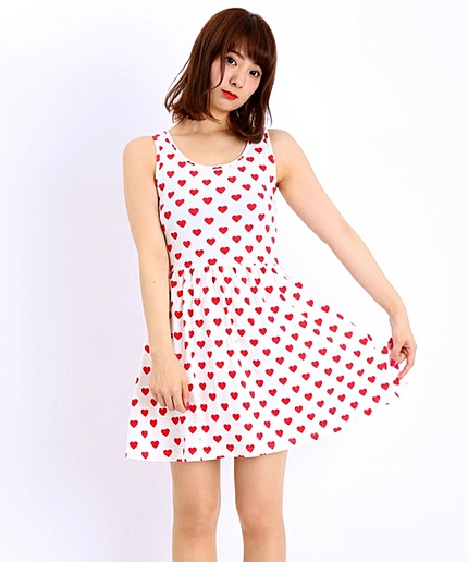 WEGO/ハート総柄ワンピース