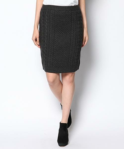 メリノカシミヤアランニットスカート