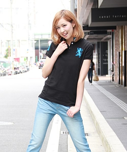 [GIORDANO]コットンストレッチライオン刺繍ポロシャツ