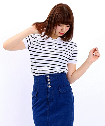 WEGO/ボーダーポロシャツ