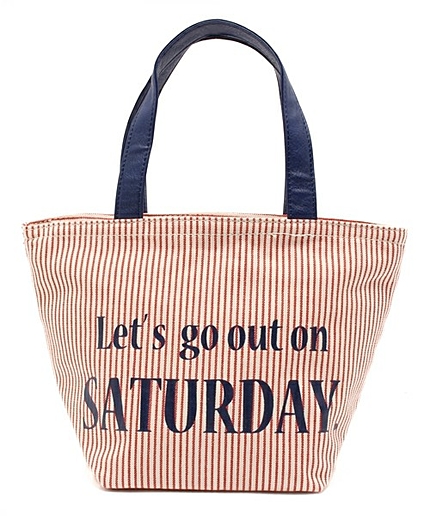 WEGO/プリントストライプミニトートバッグ