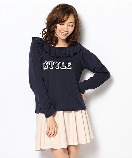 WEGO/ネックフリルスウェット