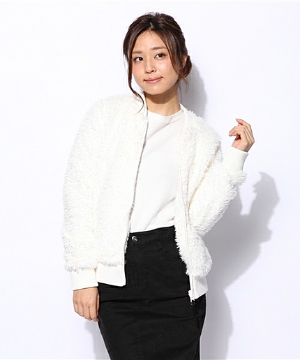 [GIORDANO]ノーカラーボアブルゾン