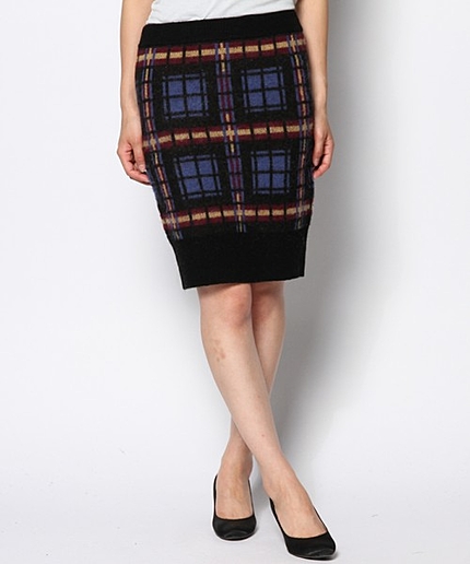 【セットアップ対応】ジャガードチェックニットスカート