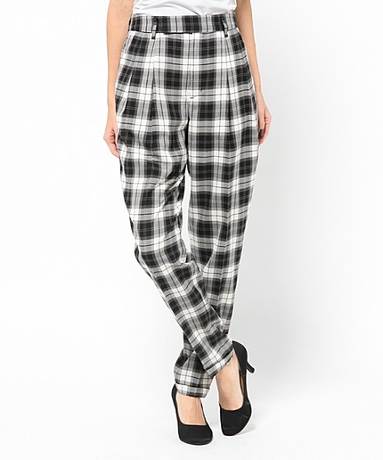 【14秋冬新作】タータンチェックロールUPタックパンツ