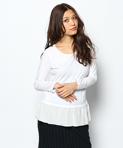 ティアードデシンコンビジャージーカットソー