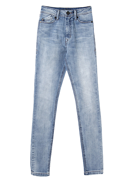 スリムストレートジャストウエスト DENIM パンツ