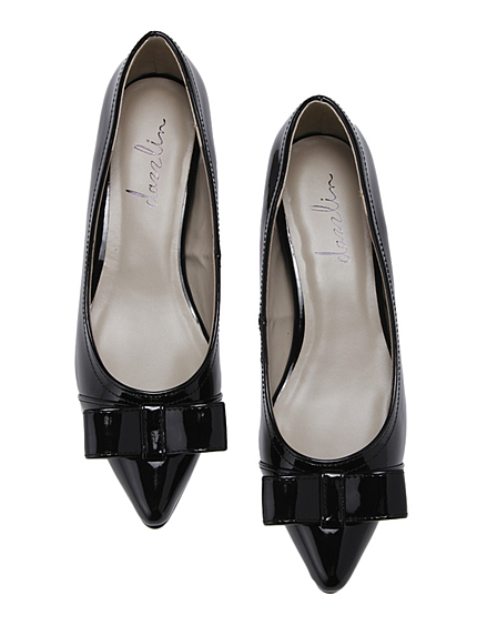 【goods】インヒールポインテッドリボンパンプス