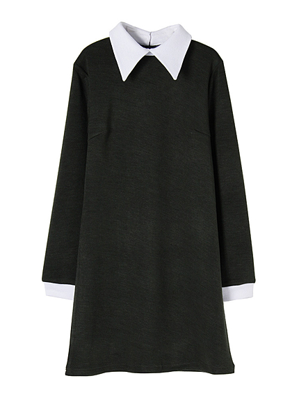 襟付きニットソーワンピース RE