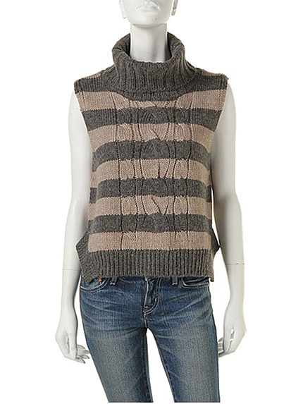 Ungridボーダーノースリタートルニット