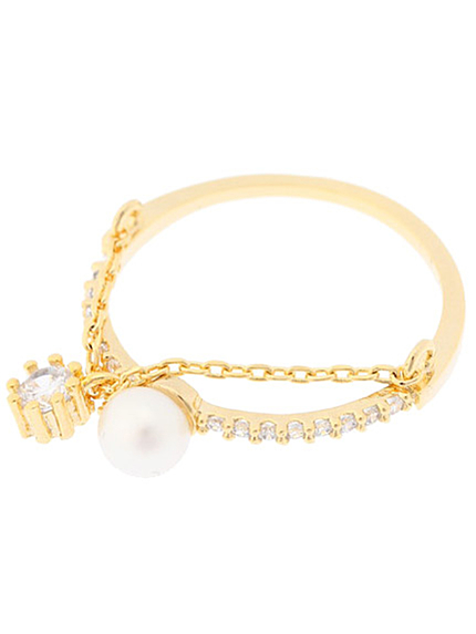 Ungrid[Lady Like]ドロップクリスタルパールリング