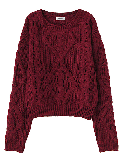 ケーブルニットプルオーバー