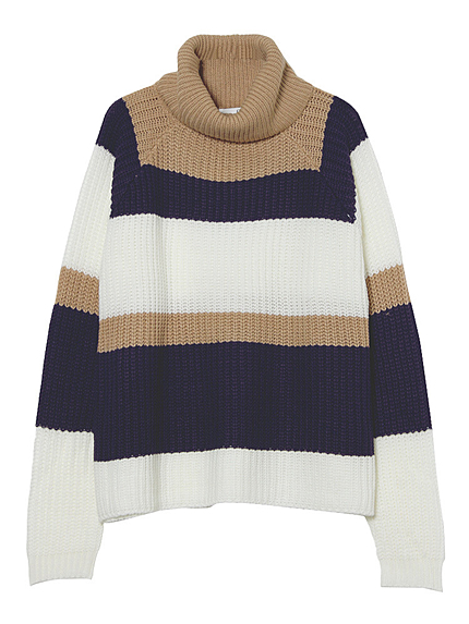 GYDAボリュームタートルボーダーニット