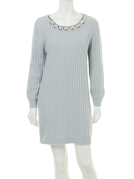 【DUO】 ビジュー付アンゴラニット ワンピース