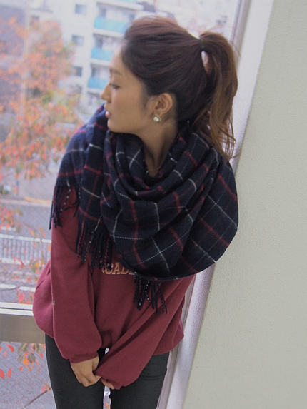 Ungrid【Casual】起毛タッターソールチェック柄ストール