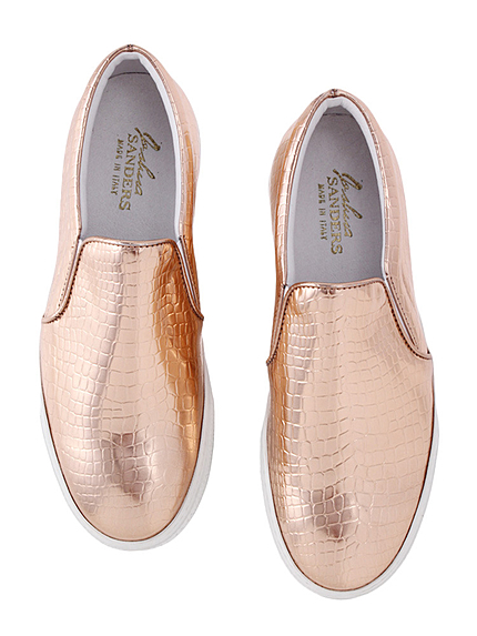 valveat 81JOSHUA SANDERSメタリック エンボス 厚底スリッポン