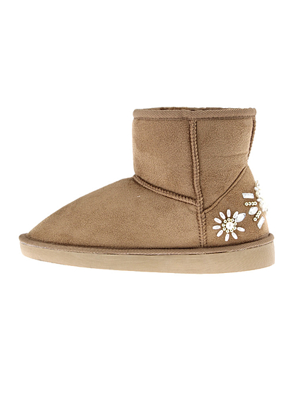 【GDS】ビジュー付ショートムートンブーツ