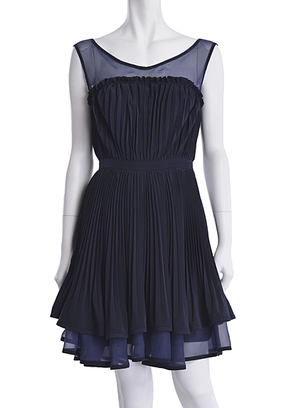 【DUO】 プリーツ×オーガンジードレスワンピース