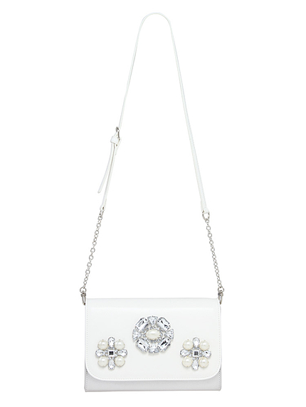 【GDS】 配色ビジュー付クラッチバッグ