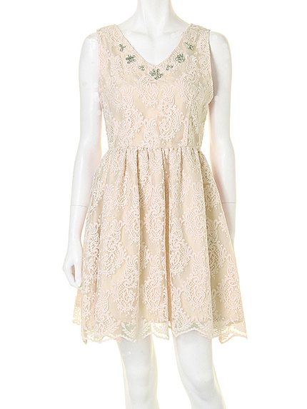 MERCURYDUO【DUO】 オーガンジー刺繍ビジュー付OP