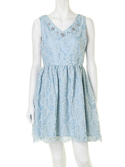 MERCURYDUO【DUO】 オーガンジー刺繍ビジュー付OP