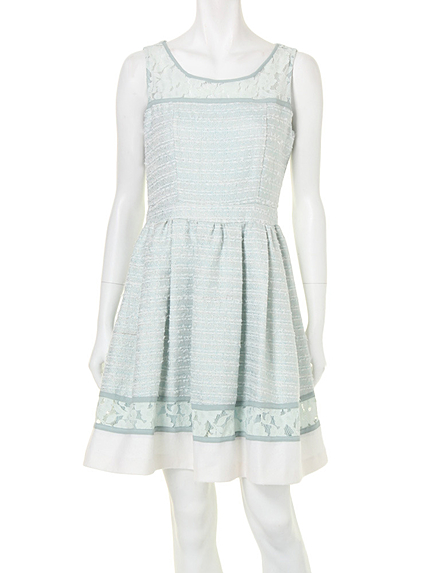 【DUO】 ラメツイードMIX ワンピース（ブルー）