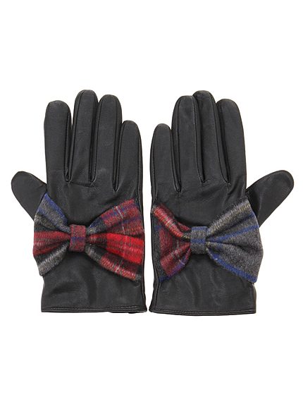 RUNWAY channel【casselini】【Control Freak】ラムレザー×リボングローブ BK