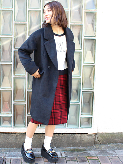 【LADY】ニットソーチェックスカート