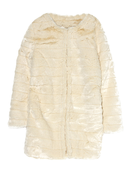 ロングノーカラーファーコート