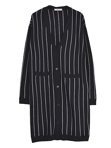 ストライプロングカーデ