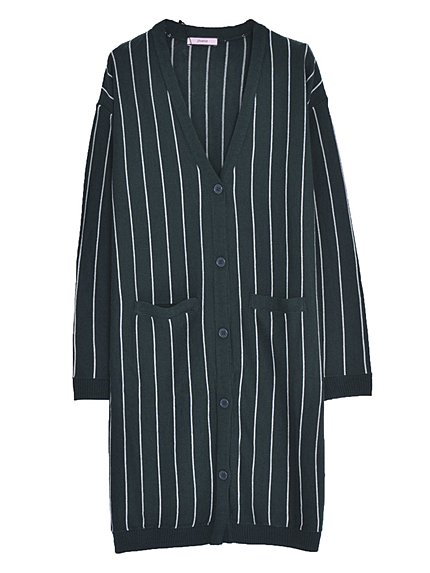 ストライプロングカーデ