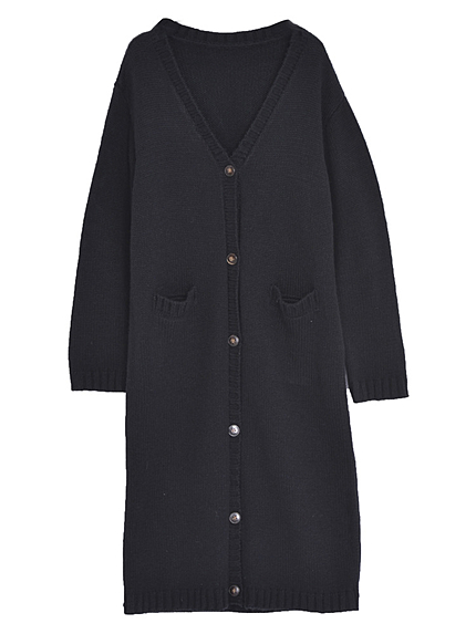 Vネックロングカーデ