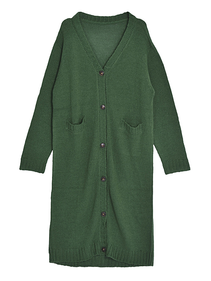 Vネックロングカーデ