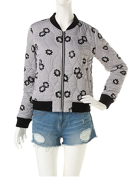 dazzlin【red】モノトーンデイジー柄キルティングブルゾン