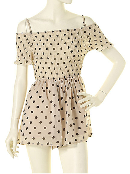 dazzlin【dazzlin】ドット肩あきシャーリングロンパース