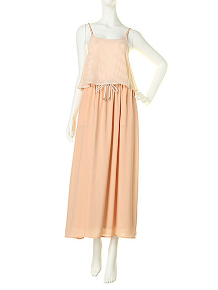 dazzlin【white】ストライプ切替マキシワンピース