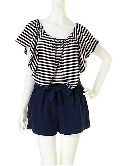 dazzlin【white】袖フリルコンビネゾン