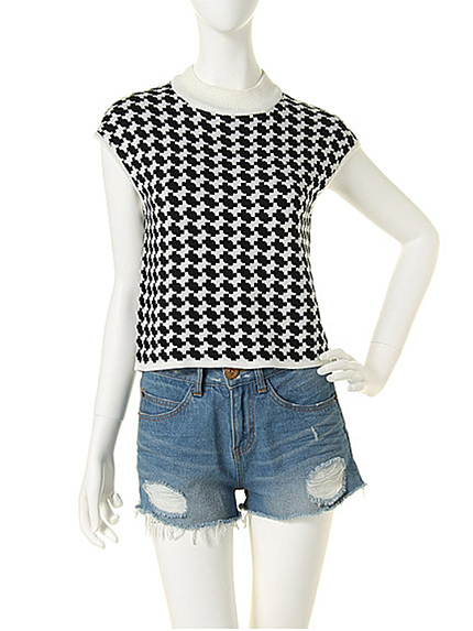 dazzlin【dazzlin】短丈千鳥柄ショートトップス