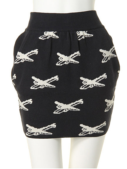 dazzlin【red】ユニーク柄ニットスカート