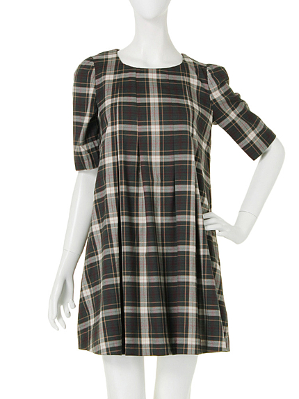 【dazzlin】チェックAライン5分袖ワンピース